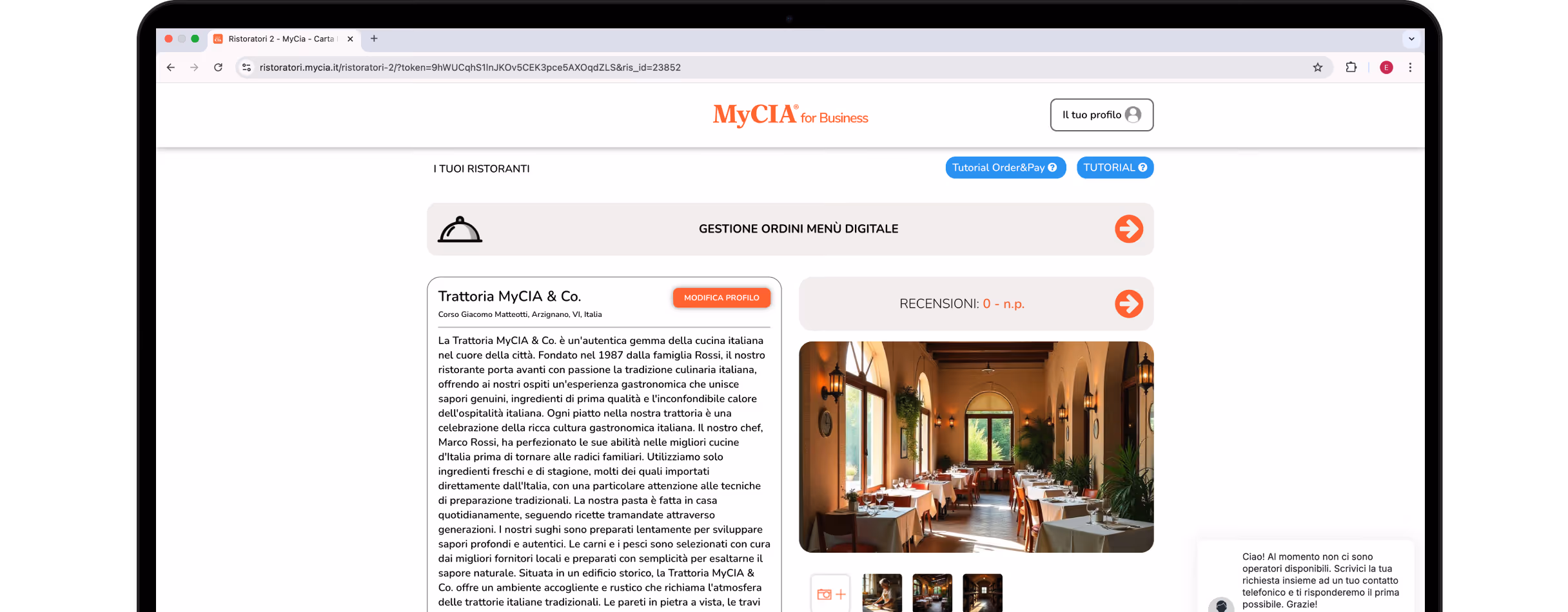 Area ristoratori MyCIA